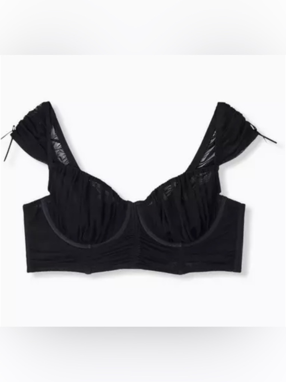 Torrid Curve Black Mesh Cap Sleeve Unlined Underwire Longline Bralette sz 1